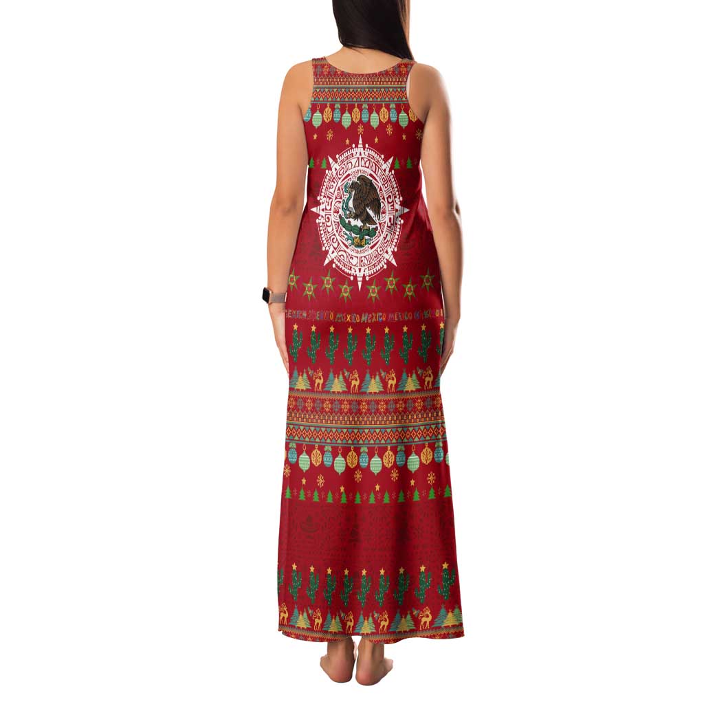Mexico Merry Christmas Tank Maxi Dress Mexican Cultural Emblem Xmas Style - Polynesian Pride