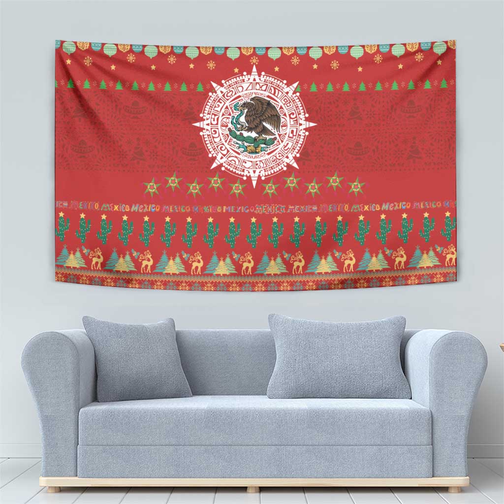 Mexico Merry Christmas Tapestry Mexican Cultural Emblem Xmas Style - Polynesian Pride