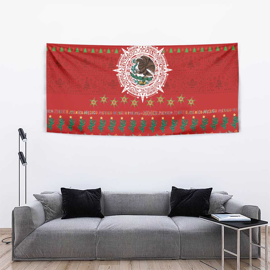 Mexico Merry Christmas Tapestry Mexican Cultural Emblem Xmas Style - Polynesian Pride