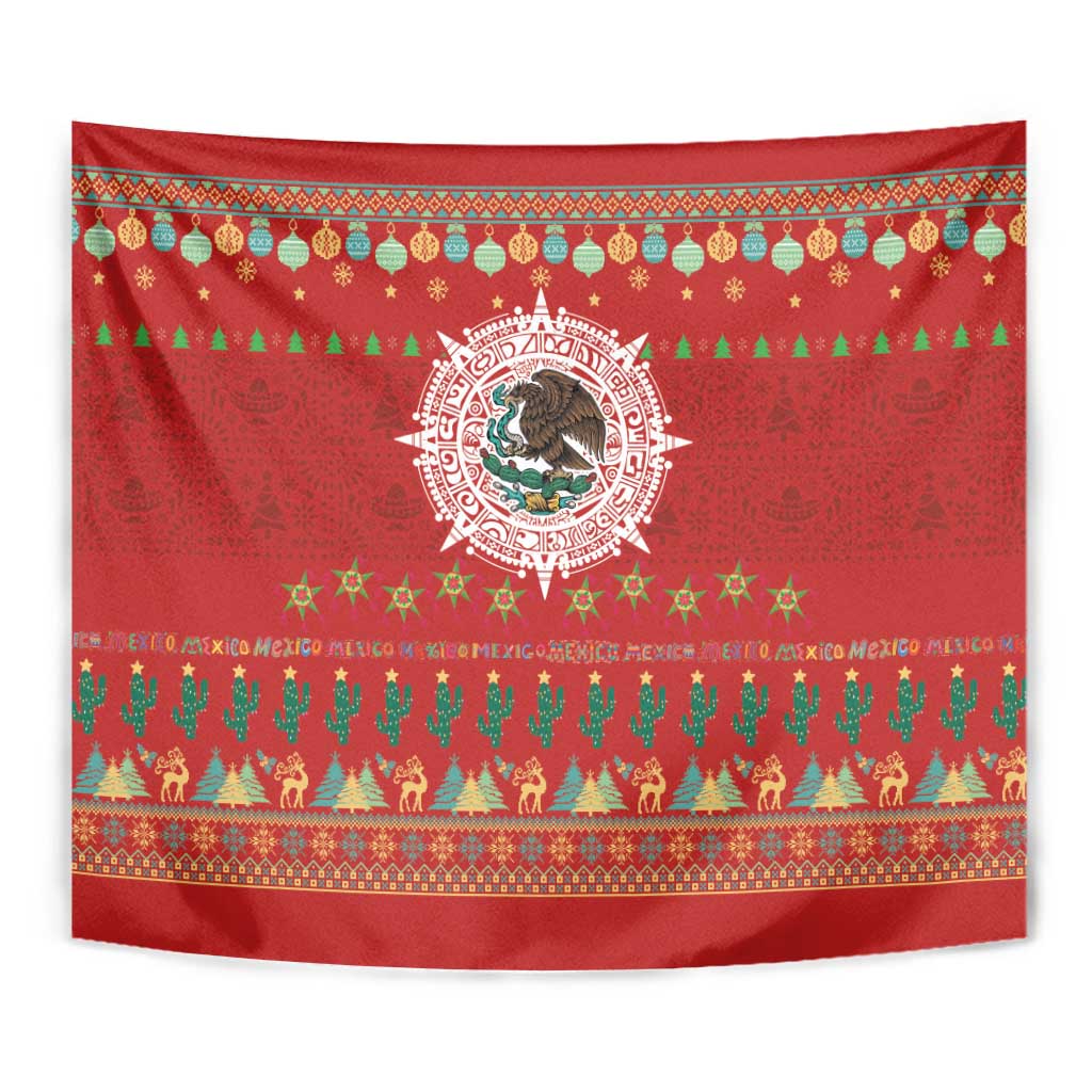 Mexico Merry Christmas Tapestry Mexican Cultural Emblem Xmas Style - Polynesian Pride
