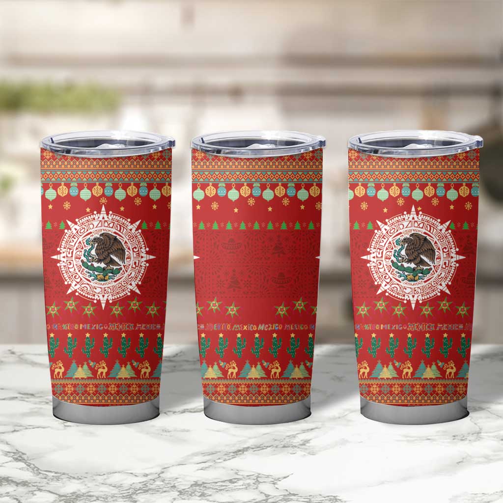 Mexico Merry Christmas Tumbler Cup Mexican Cultural Emblem Xmas Style - Polynesian Pride