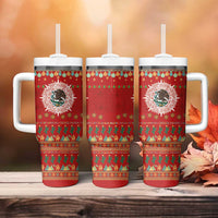 Mexico Merry Christmas Tumbler With Handle Mexican Cultural Emblem Xmas Style - Polynesian Pride