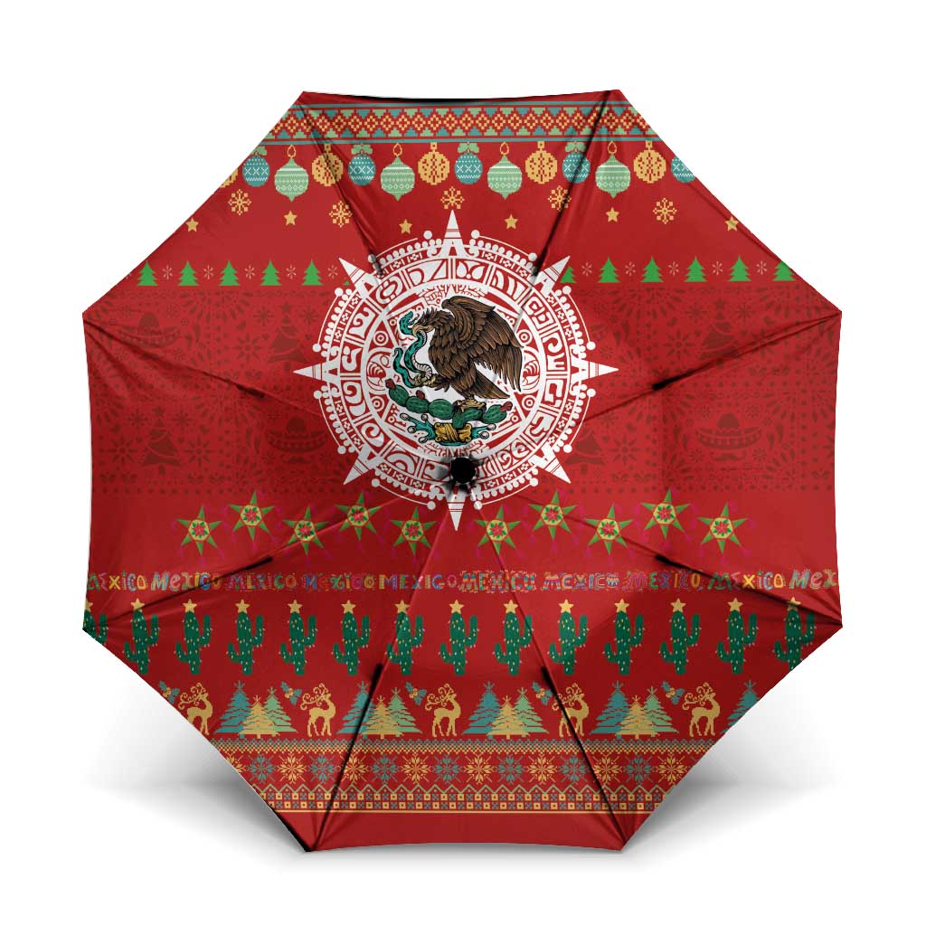 Mexico Merry Christmas Umbrella Mexican Cultural Emblem Xmas Style - Polynesian Pride