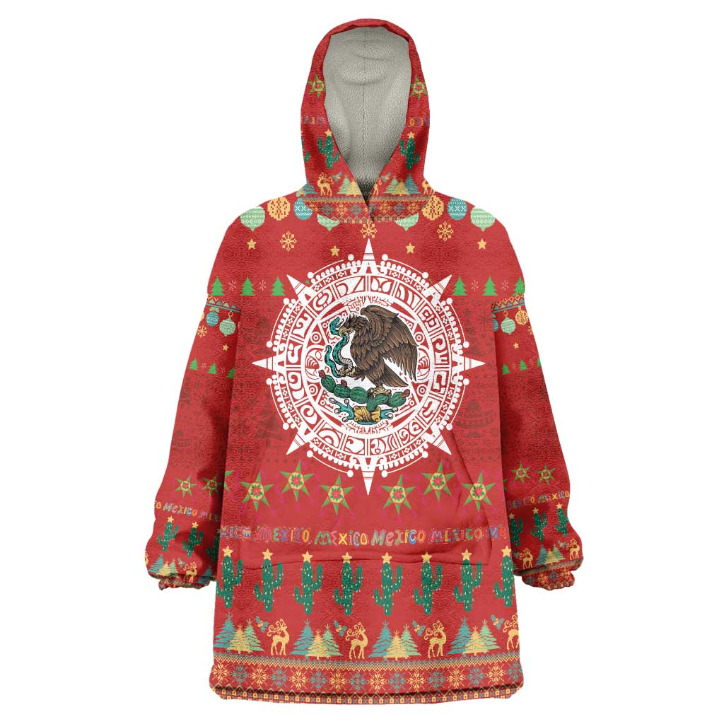 Mexico Merry Christmas Wearable Blanket Hoodie Mexican Cultural Emblem Xmas Style - Polynesian Pride