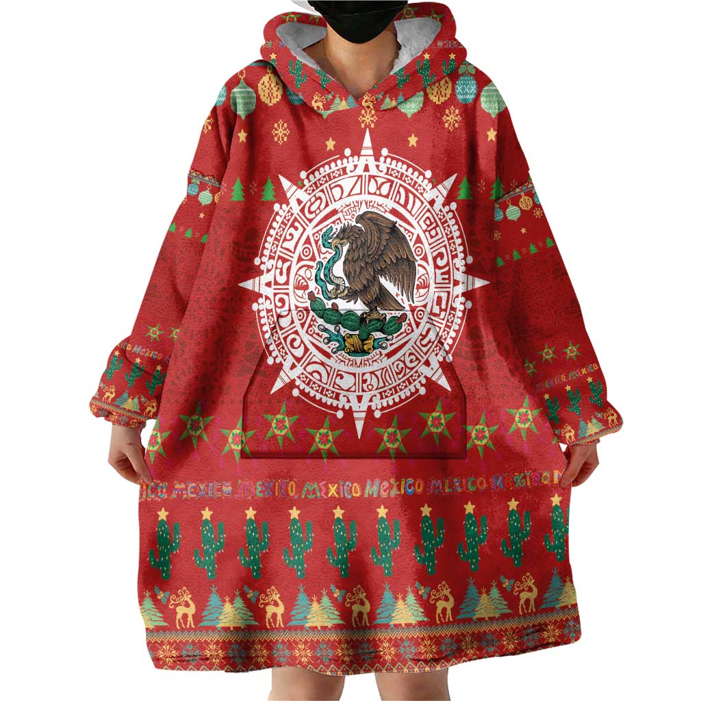 Mexico Merry Christmas Wearable Blanket Hoodie Mexican Cultural Emblem Xmas Style - Polynesian Pride