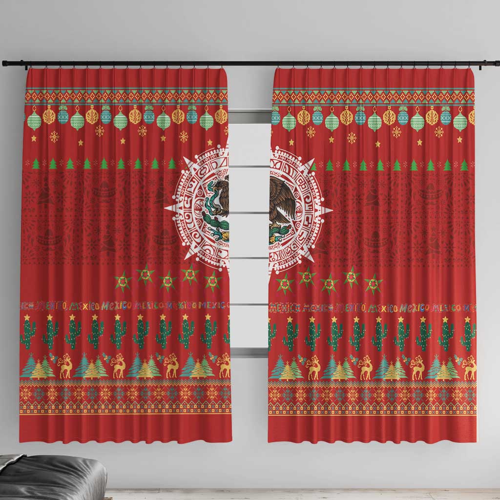 Mexico Merry Christmas Window Curtain Mexican Cultural Emblem Xmas Style - Polynesian Pride
