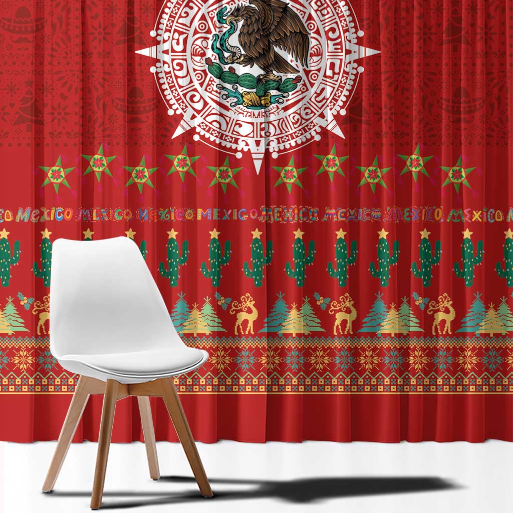 Mexico Merry Christmas Window Curtain Mexican Cultural Emblem Xmas Style - Polynesian Pride