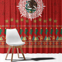 Mexico Merry Christmas Window Curtain Mexican Cultural Emblem Xmas Style - Polynesian Pride