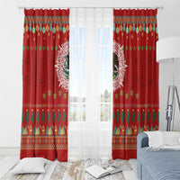 Mexico Merry Christmas Window Curtain Mexican Cultural Emblem Xmas Style - Polynesian Pride