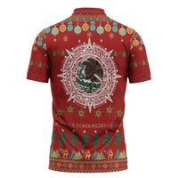 Mexico Merry Christmas Zipper Polo Shirt Mexican Cultural Emblem Xmas Style - Polynesian Pride