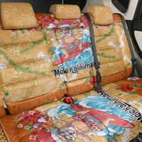 Hawaii Mele Kalikimaka Back Car Seat Cover Funny Santa Claus Surfing on Tropical Plants - Polynesian Pride