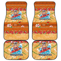Hawaii Mele Kalikimaka Car Mats Funny Santa Claus Surfing on Tropical Plants - Polynesian Pride