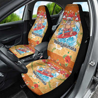 Hawaii Mele Kalikimaka Car Seat Cover Funny Santa Claus Surfing on Tropical Plants - Polynesian Pride