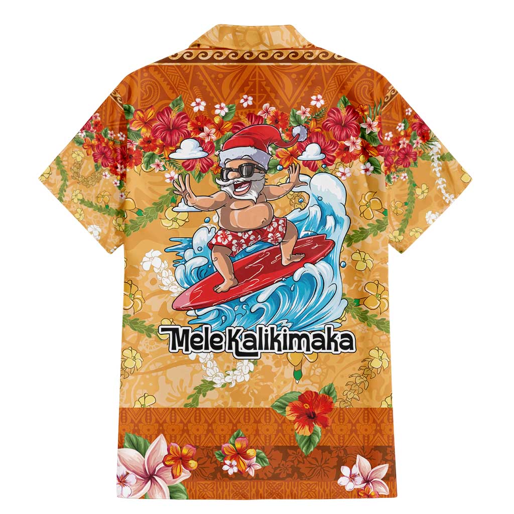 Hawaii Mele Kalikimaka Family Matching Mermaid Dress and Hawaiian Shirt Funny Santa Claus Surfing on Tropical Plants - Polynesian Pride