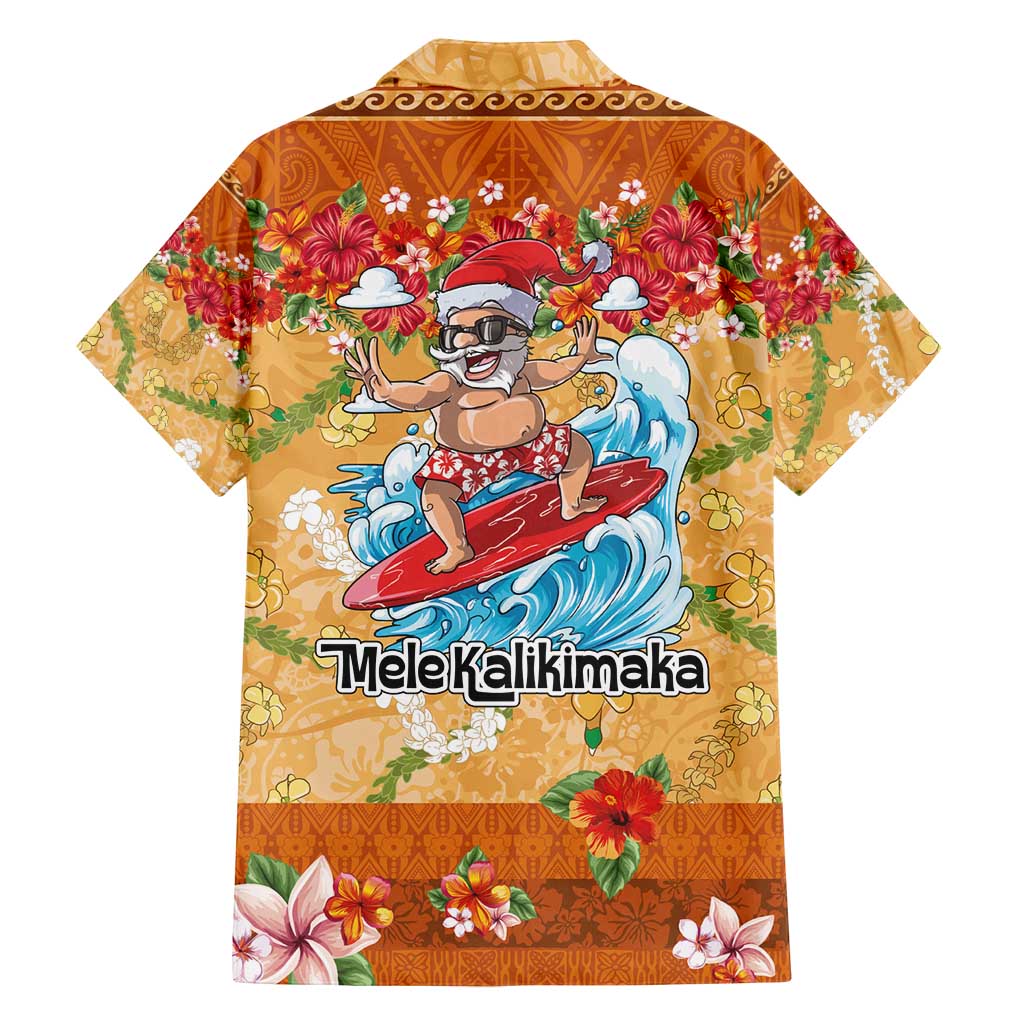 Hawaii Mele Kalikimaka Family Matching Off Shoulder Maxi Dress and Hawaiian Shirt Funny Santa Claus Surfing on Tropical Plants - Polynesian Pride