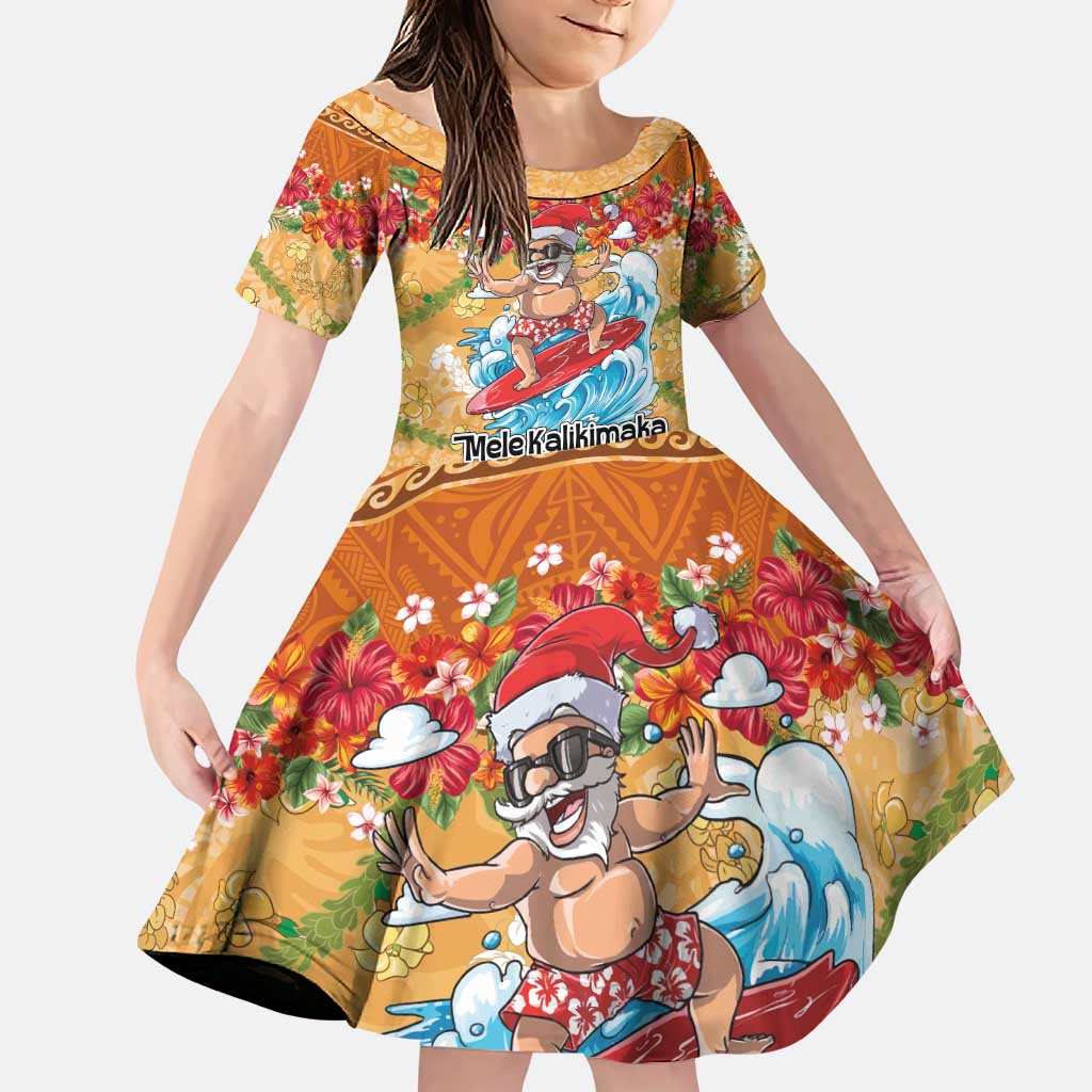 Hawaii Mele Kalikimaka Family Matching Puletasi and Hawaiian Shirt Funny Santa Claus Surfing on Tropical Plants - Polynesian Pride