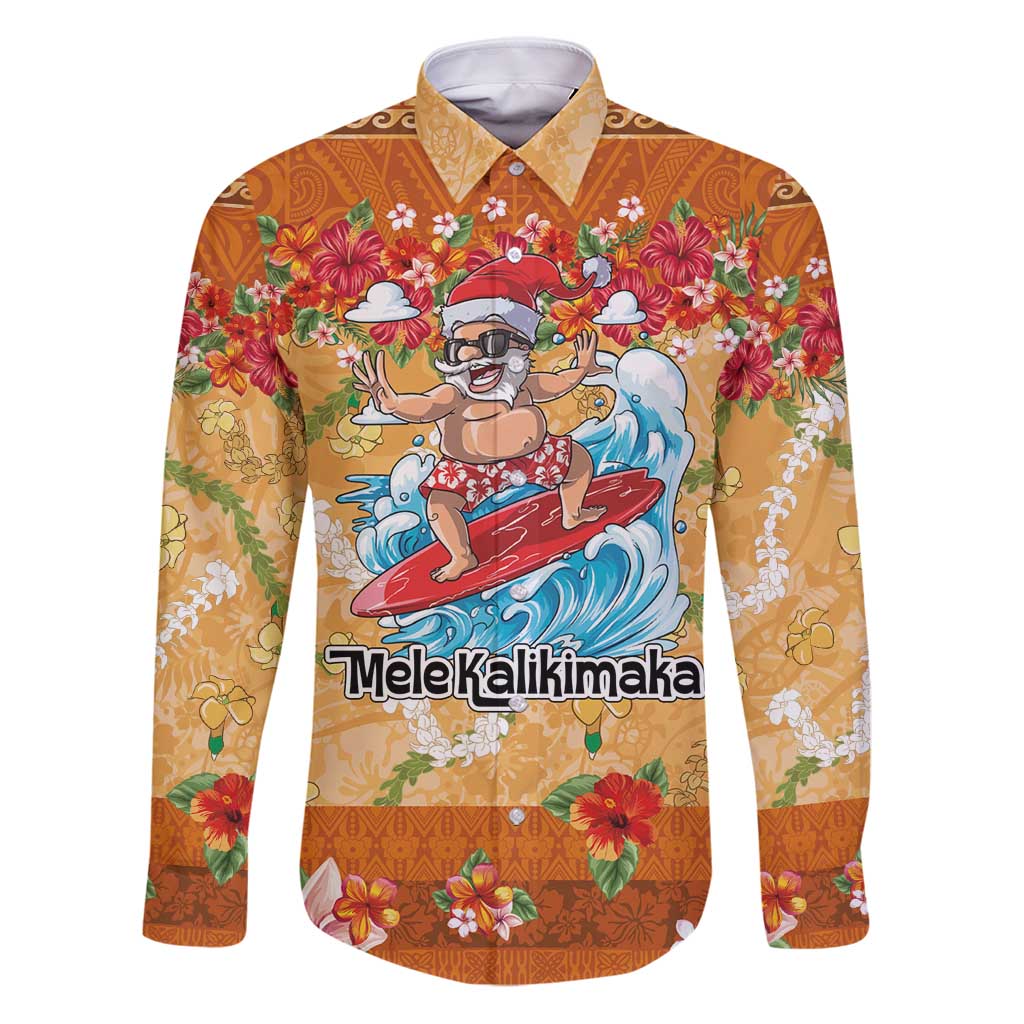 Hawaii Mele Kalikimaka Family Matching Puletasi and Hawaiian Shirt Funny Santa Claus Surfing on Tropical Plants - Polynesian Pride