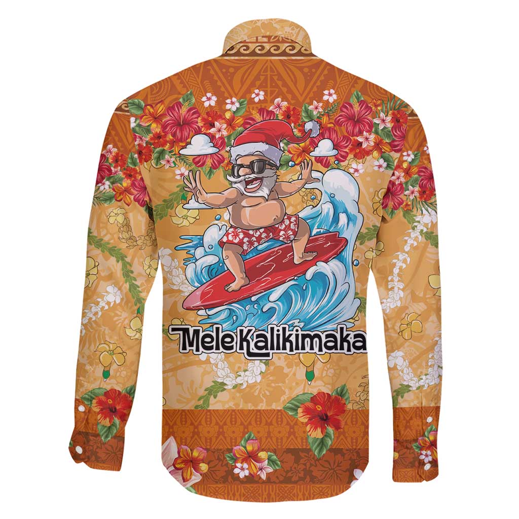 Hawaii Mele Kalikimaka Family Matching Short Sleeve Bodycon Dress and Hawaiian Shirt Funny Santa Claus Surfing on Tropical Plants - Polynesian Pride
