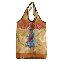 Hawaii Mele Kalikimaka Grocery Bag Funny Santa Claus Surfing on Tropical Plants - Polynesian Pride