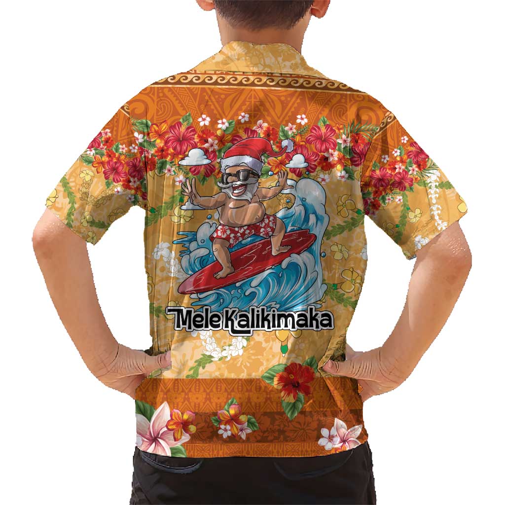 Hawaii Mele Kalikimaka Hawaiian Shirt Funny Santa Claus Surfing on Tropical Plants - Polynesian Pride