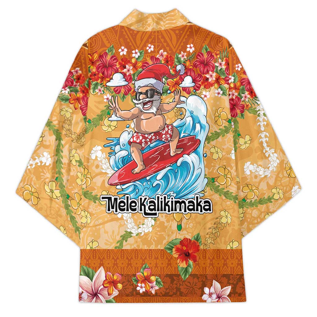 Hawaii Mele Kalikimaka Kimono Funny Santa Claus Surfing on Tropical Plants - Polynesian Pride