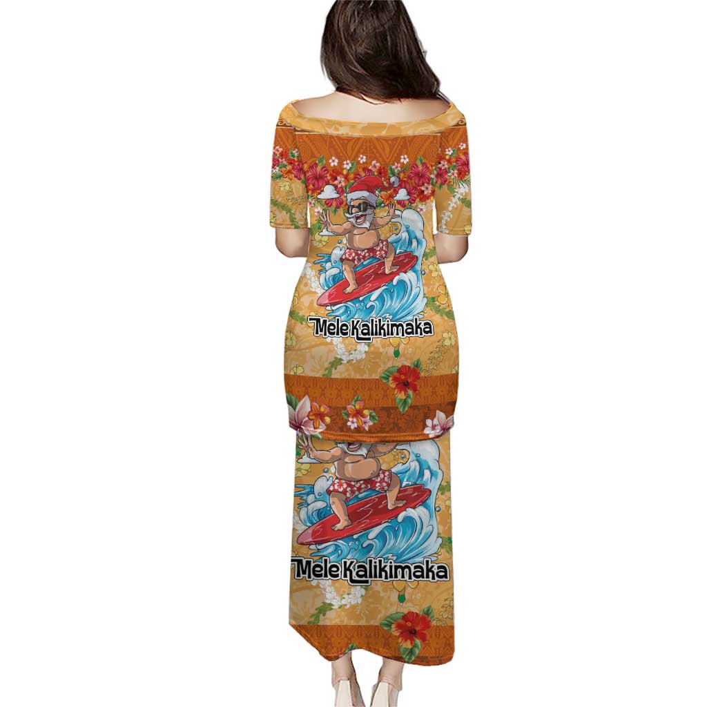 Hawaii Mele Kalikimaka Puletasi Funny Santa Claus Surfing on Tropical Plants - Polynesian Pride