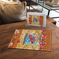 Hawaii Mele Kalikimaka Puzzle Funny Santa Claus Surfing on Tropical Plants - Polynesian Pride