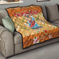 Hawaii Mele Kalikimaka Quilt Funny Santa Claus Surfing on Tropical Plants - Polynesian Pride