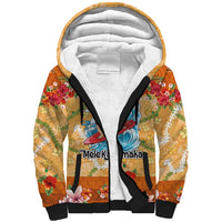Hawaii Mele Kalikimaka Sherpa Hoodie Funny Santa Claus Surfing on Tropical Plants - Polynesian Pride