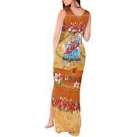 Hawaii Mele Kalikimaka Tank Maxi Dress Funny Santa Claus Surfing on Tropical Plants - Polynesian Pride