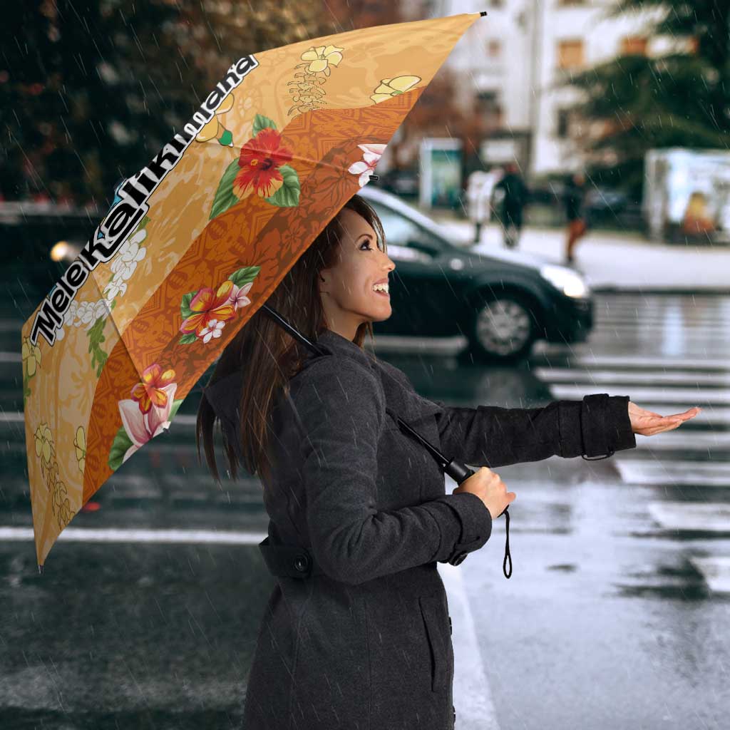Hawaii Mele Kalikimaka Umbrella Funny Santa Claus Surfing on Tropical Plants - Polynesian Pride