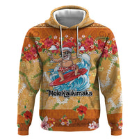 Hawaii Mele Kalikimaka Zip Hoodie Funny Santa Claus Surfing on Tropical Plants - Polynesian Pride