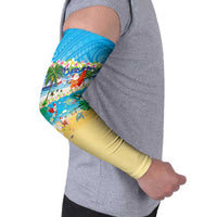 Polynesian Merry Christmas Arm Sleeves Funny Santa Beach Tropical Plant and Turtle - Polynesian Pride