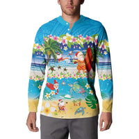 Polynesian Merry Christmas Button Sweatshirt Funny Santa Beach Tropical Plant and Turtle - Polynesian Pride