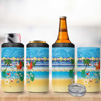 Polynesian Merry Christmas 4 in 1 Can Cooler Tumbler Funny Santa Beach Tropical Plant and Turtle - Polynesian Pride