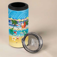 Polynesian Merry Christmas 4 in 1 Can Cooler Tumbler Funny Santa Beach Tropical Plant and Turtle - Polynesian Pride