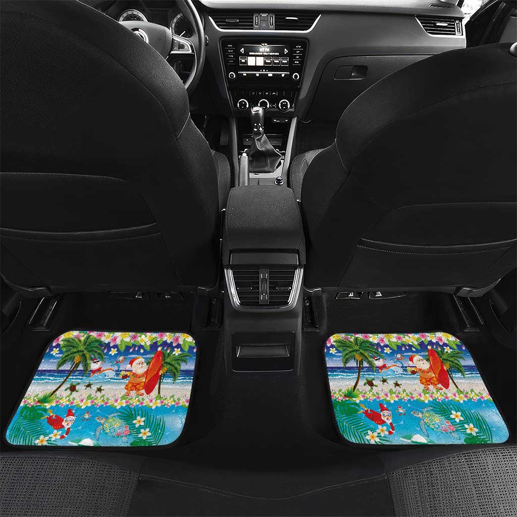 Polynesian Merry Christmas Car Mats Funny Santa Beach Tropical Plant and Turtle - Polynesian Pride