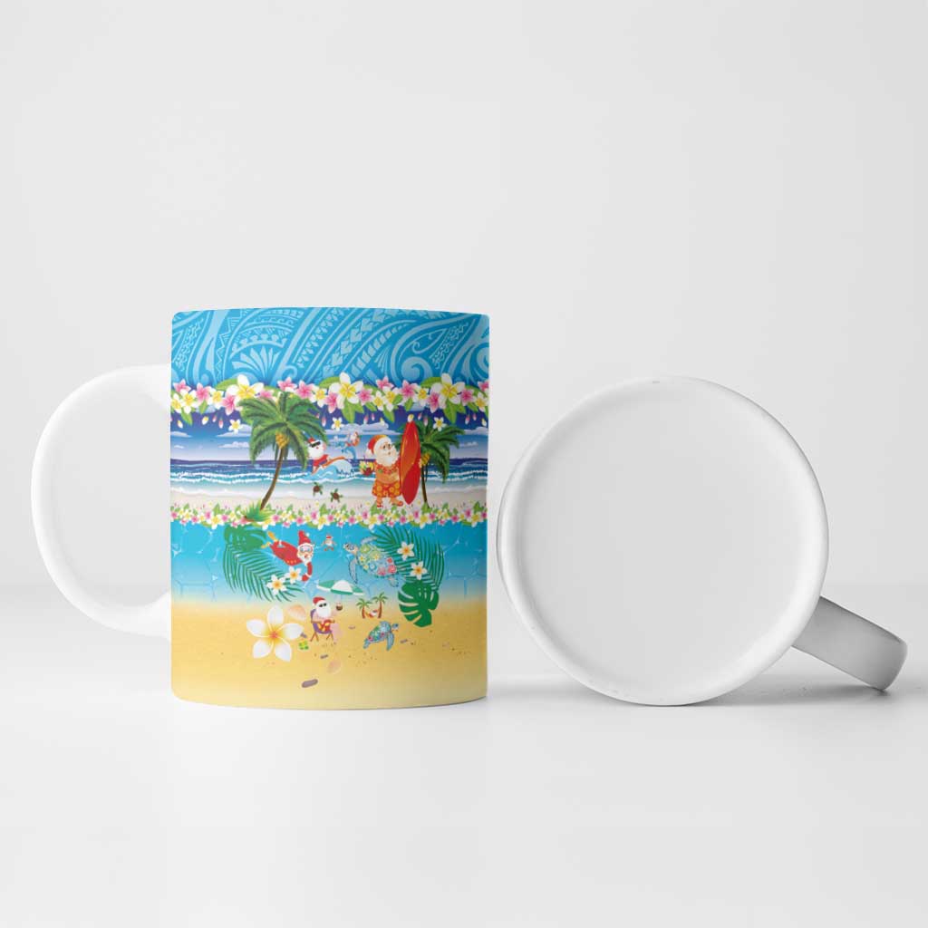 Polynesian Merry Christmas Ceramic Mug Funny Santa Beach Tropical Plant and Turtle - Polynesian Pride