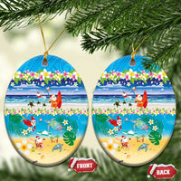 Polynesian Merry Christmas Ceramic Ornament Funny Santa Beach Tropical Plant and Turtle - Polynesian Pride
