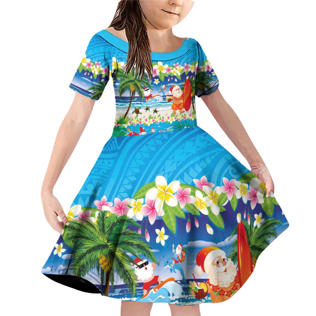 Polynesian Merry Christmas Family Matching Off Shoulder Short Dress and Hawaiian Shirt Funny Santa Beach Tropical Plant and Turtle - Polynesian Pride