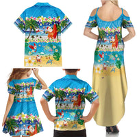 Polynesian Merry Christmas Family Matching Summer Maxi Dress and Hawaiian Shirt Funny Santa Beach Tropical Plant and Turtle - Polynesian Pride