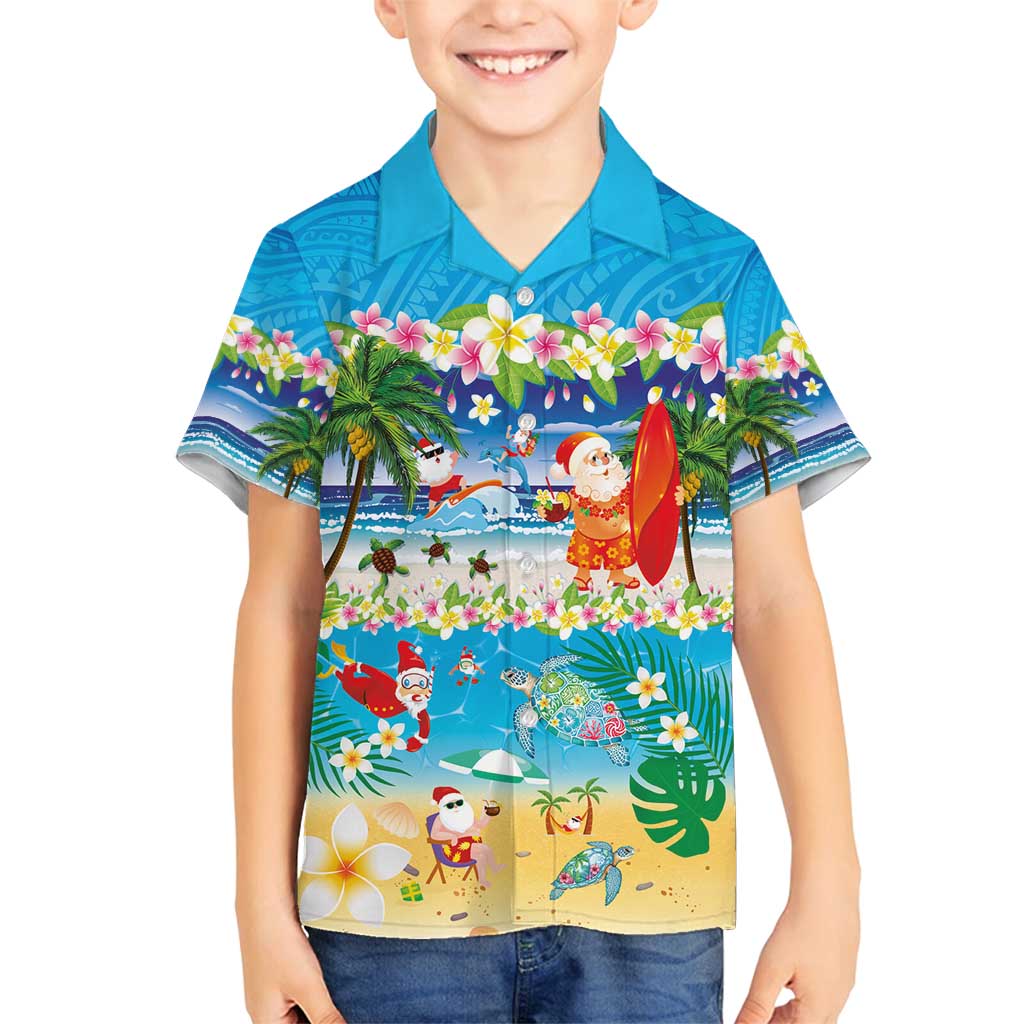 Polynesian Merry Christmas Family Matching Summer Maxi Dress and Hawaiian Shirt Funny Santa Beach Tropical Plant and Turtle - Polynesian Pride