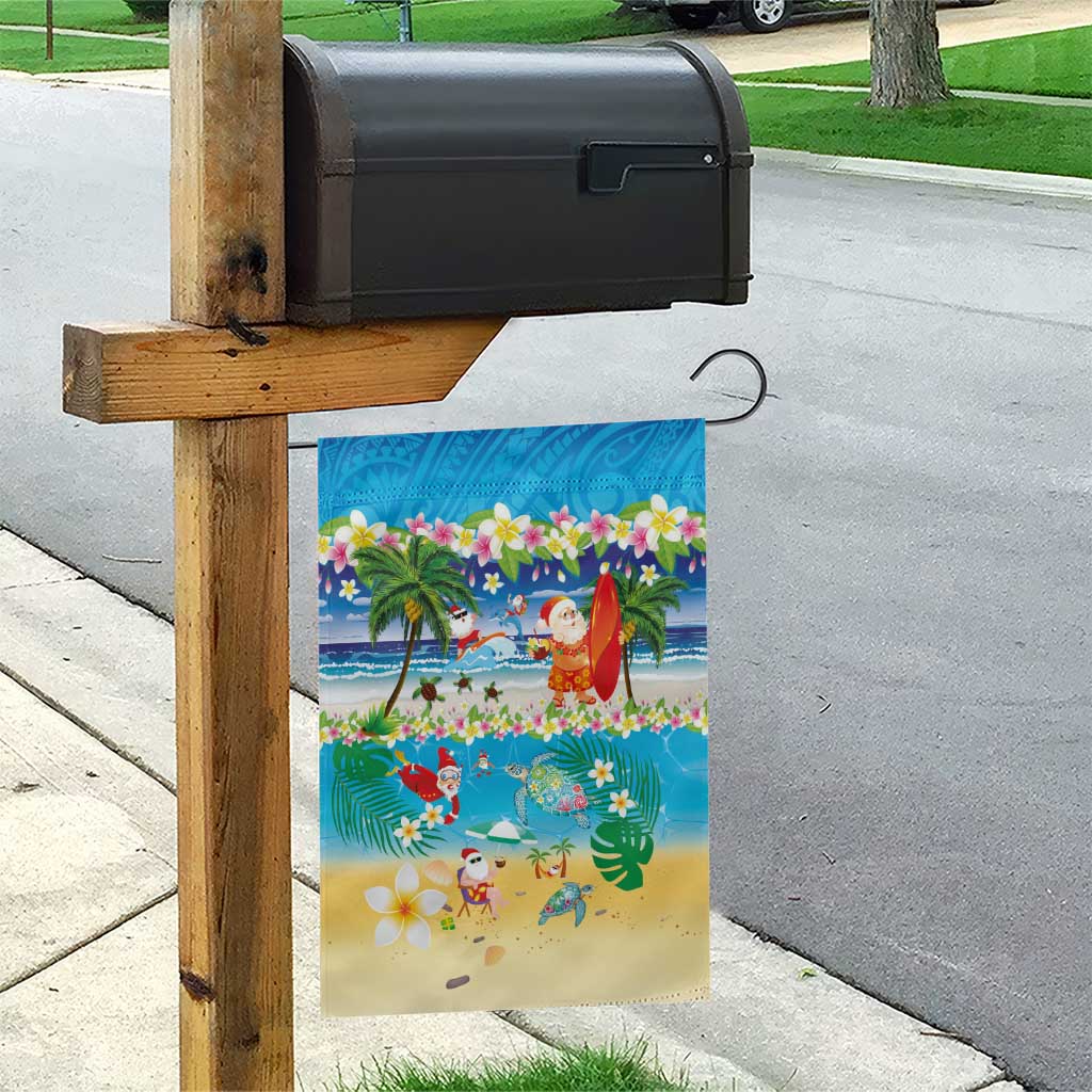 Polynesian Merry Christmas Garden Flag Funny Santa Beach Tropical Plant and Turtle - Polynesian Pride