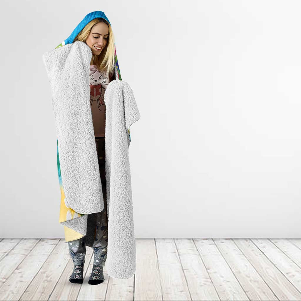 Polynesian Merry Christmas Hooded Blanket Funny Santa Beach Tropical Plant and Turtle - Polynesian Pride