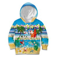 Polynesian Merry Christmas Kid Hoodie Funny Santa Beach Tropical Plant and Turtle - Polynesian Pride