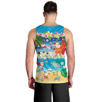 Polynesian Merry Christmas Men Tank Top Funny Santa Beach Tropical Plant and Turtle - Polynesian Pride