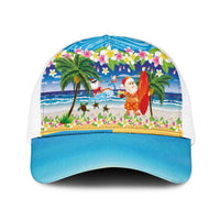 Polynesian Merry Christmas Mesh Trucker Cap Funny Santa Beach Tropical Plant and Turtle - Polynesian Pride