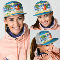 Polynesian Merry Christmas Mesh Trucker Cap Funny Santa Beach Tropical Plant and Turtle - Polynesian Pride