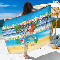 Polynesian Merry Christmas Sarong Funny Santa Beach Tropical Plant and Turtle - Polynesian Pride