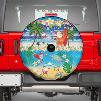 Polynesian Merry Christmas Spare Tire Cover Funny Santa Beach Tropical Plant and Turtle - Polynesian Pride